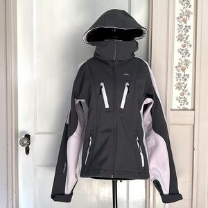 DENALI Soft Shell Jacket with Detachable Hood - Gray and Soft Lilac